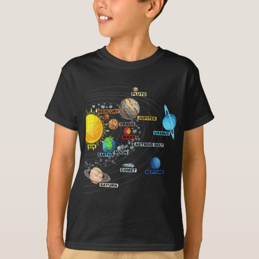 システム太陽の惑星 – 天文学宇宙科学 – G Tシャツ (正面)