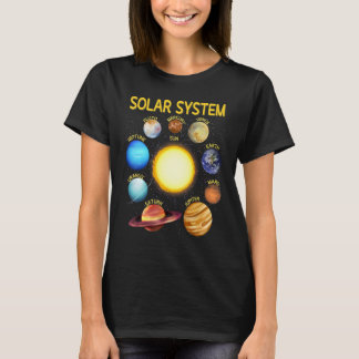 システム太陽の現実的な宇宙惑星科学少年 Tシャツ