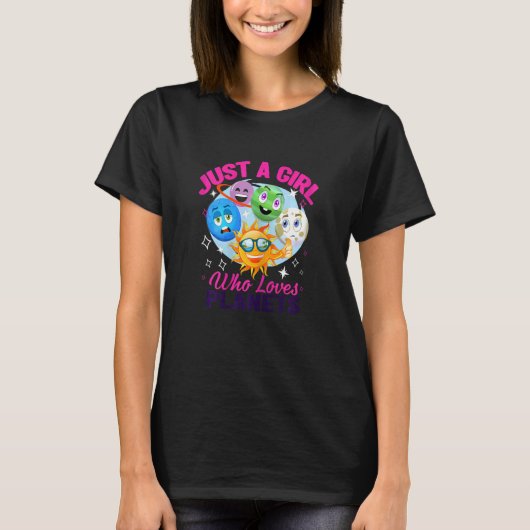 システム惑星を愛す太陽のる女の子宇宙& Tシャツ (正面)