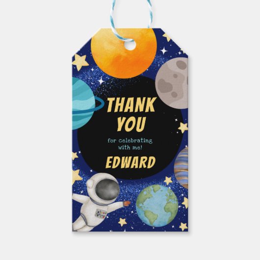 システモダン太陽のム宇宙誕生日ありがとう ギフトタグ (正面)