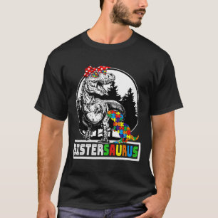 システルサウルスTレックス恐竜シスターサウルス自閉症A Tシャツ
