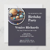 システ太陽のムをテーマにしたお誕生日ケーキ 招待状 (裏面)