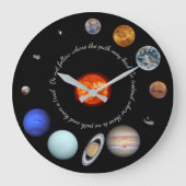 システ太陽のムカスタム引用文または名前 ラージ壁時計 (正面)