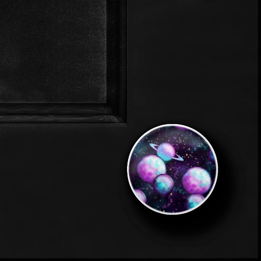 システ太陽のムグロー |コズミックブルーパープルピンク惑星 セラミックノブ