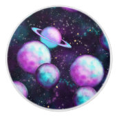 システ太陽のムグロー |コズミックブルーパープルピンク惑星 セラミックノブ (正面)