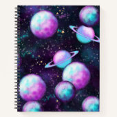 システ太陽のムグロー |コズミックブルーパープルピンク惑星 ノートブック (正面)