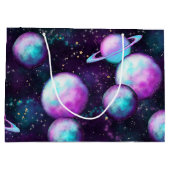 システ太陽のムグロー |コズミックブルーパープルピンク惑星 ラージペーパーバッグ (裏面)