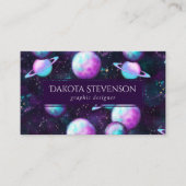 システ太陽のムグロー |コズミックブルーパープルピンク惑星 名刺 (正面)