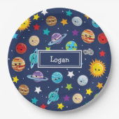 システ太陽のムパターン子供へ誕生日 ペーパープレート (正面)