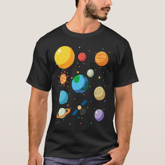 システ太陽のム宇宙研究者キャンプ Tシャツ (正面)