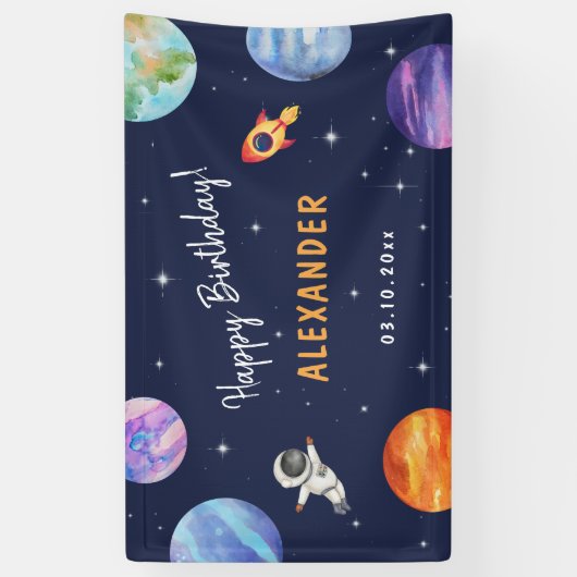 システ太陽のム宇宙誕生日水の色へようこそ 横断幕 (縦)