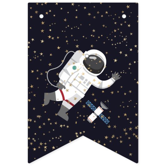 システ太陽のム宇宙飛行士ハッピーバースデータイポグラフィ バンティングフラッグ (第1の旗)