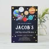 システ太陽のム誕生日、宇宙、惑星誕生日 招待状 (スタンド正面)