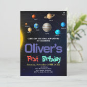 システ太陽のム誕生日、宇宙、惑星誕生日 招待状 (スタンド正面)