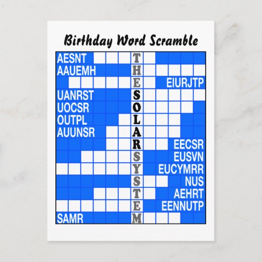 システ太陽のム語のスクランブル ポストカード (正面)