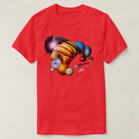 システ太陽のム銀河系惑星惑星の惑星アウト Tシャツ (デザイン正面)