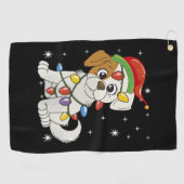 シストマスシーズンサンタジャックラッセルテリア ゴルフタオル (横)
