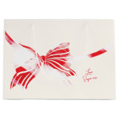 シストマスペパーミントプレイドボウホリデーと結び付け ラージペーパーバッグ (正面)