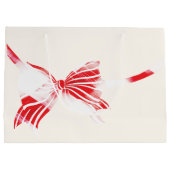 シストマスペパーミントプレイドボウホリデーと結び付け ラージペーパーバッグ (裏面)