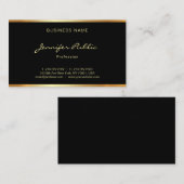 シスモダンテムブラック&金ゴールドハンドスクリプトフォント 名刺 (正面/裏面)