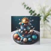 シスユニーク太陽のテムテーマ子供の誕生日ケーキ カード (スタンド正面)