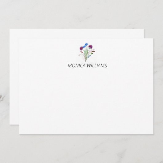 シスルパープルフローラルパーソナル ノートカード (正面/裏面)