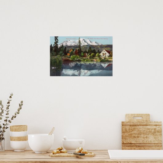 シソン魚孵化場からシャスタ山を望む ポスター (キッチン)