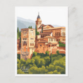 シタデルアレッポアートヴィンテージトラベルイラストレーション ポストカード (正面)