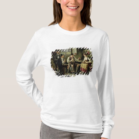 シタールを演奏している若い女性 Tシャツ (正面)