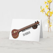 シタール漫画イラストレーション カード (黄色い花)