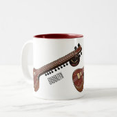 シタール漫画イラストレーション ツートーンマグカップ (正面左)