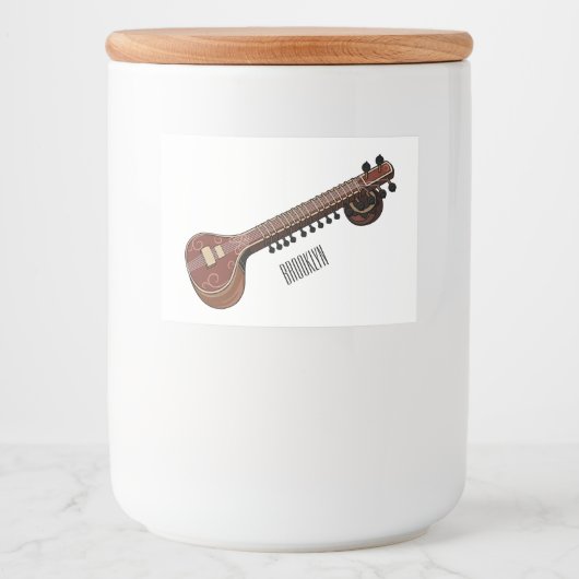 シタール漫画イラストレーション フードラベル (正面)