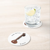 シタール漫画イラストレーション ラウンドペーパーコースター (インサイチュ)