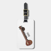 シタール漫画イラストレーション ラゲッジタグ (正面縦)
