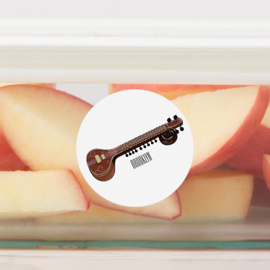 シタール漫画イラストレーション ラベル (貼付)