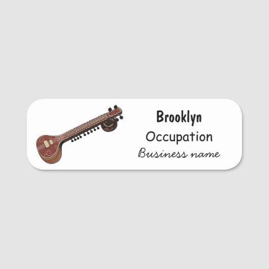 シタール漫画イラストレーション 名札 (正面)