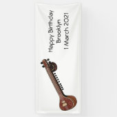 シタール漫画イラストレーション 横断幕 (縦)