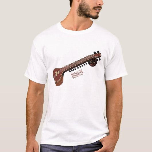 シタール漫画イラストレーション Tシャツ (正面)