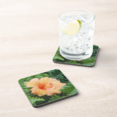 シダが付いているオレンジハイビスカスの花 コースター (右側)