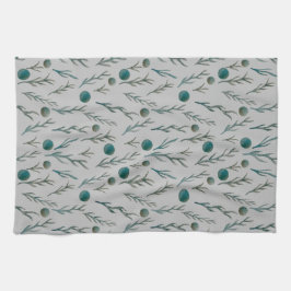 シダとドット キッチンタオル