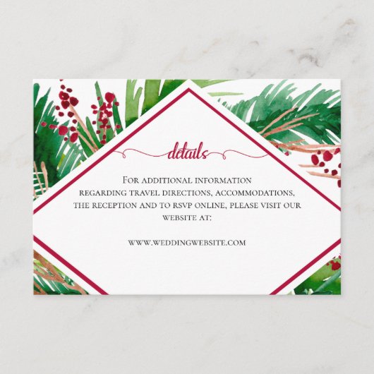 シダと果実の冬の結婚式 エンクロージャーカード (正面)