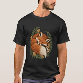 シダと眠るフォックス Tシャツ