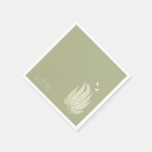 シダと蝶 |ウェディングレセプションナプキンス スタンダードカクテルナプキン (角)