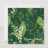 シダのあるワイルドフラワーのリリー || ダークグリーンカスタム ノートカード (正面)