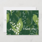 シダのあるワイルドフラワーのリリー || ダークグリーンカスタム ノートカード (正面)