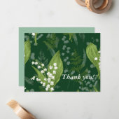 シダのあるワイルドフラワーのリリー || ダークグリーンカスタム ノートカード (正面/裏面インサイチュ)