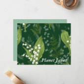 シダのあるワルワリアイリス || ダークグリーンカスタム ノートカード (正面/裏面インサイチュ)