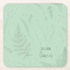シダのある谷のユリ || ソフトグリーンカスタム スクエアペーパーコースター