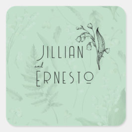 シダのある谷のユリ || ソフト・グリーン（グラフィック付き） スクエアシール