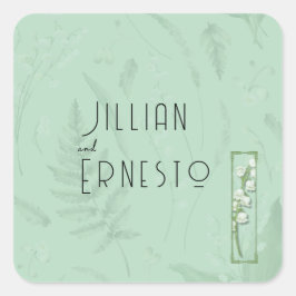 シダのある谷のユリ || ソフト・グリーン（グラフィック付き） スクエアシール